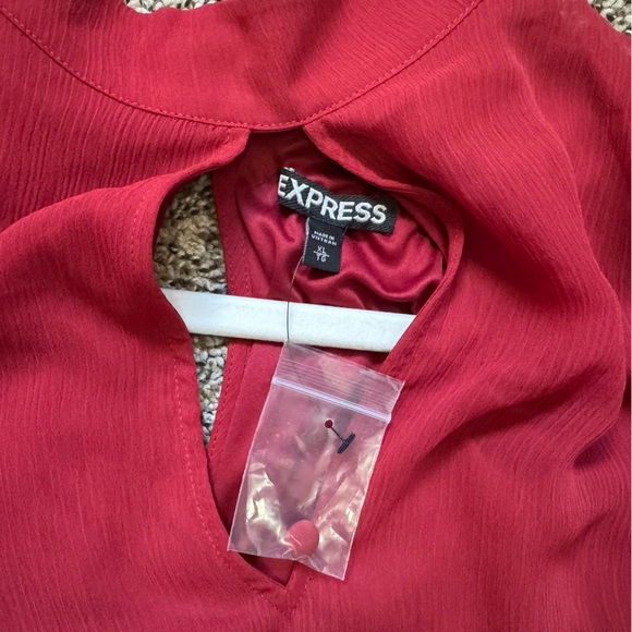 NWT Express Red Chiffon Long Sleeve Shift Dress - Picture 12 of 15